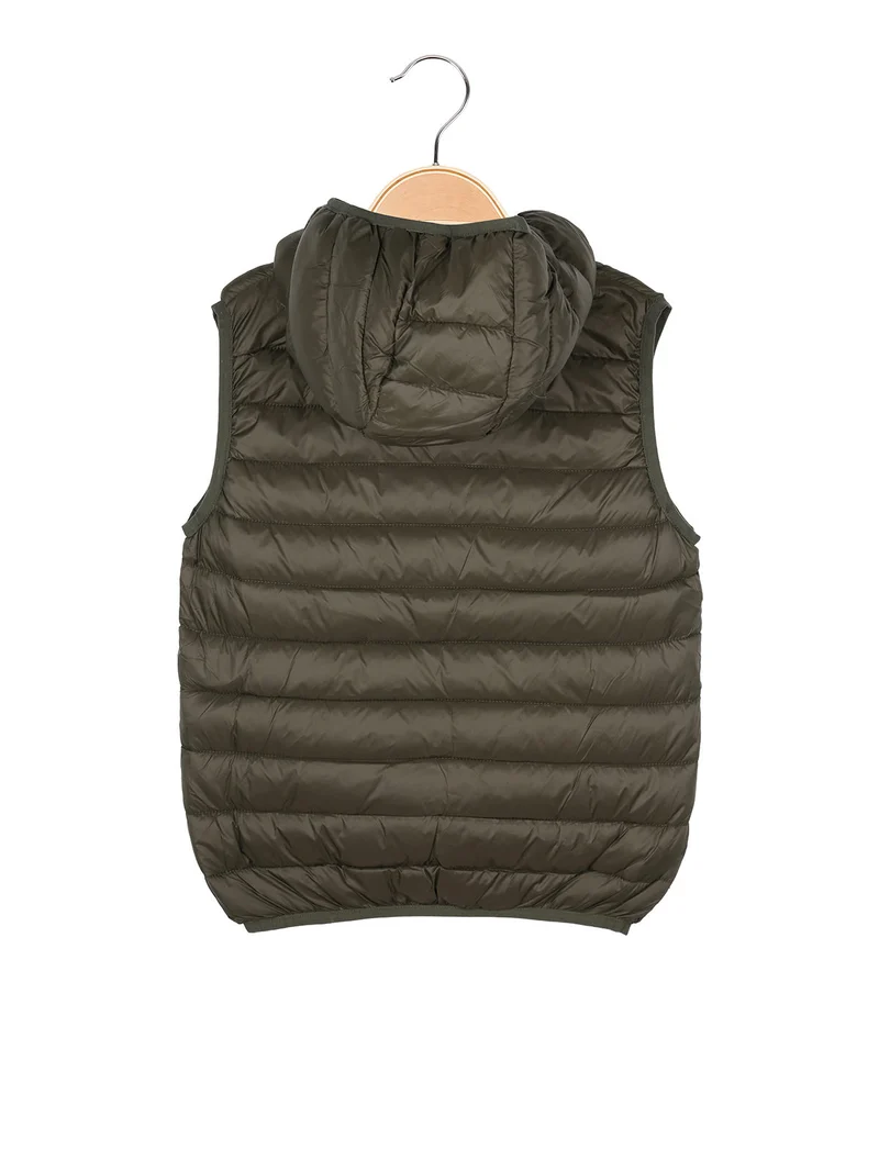 Gilet imbottito da bambino con cappuccio e zip - militare