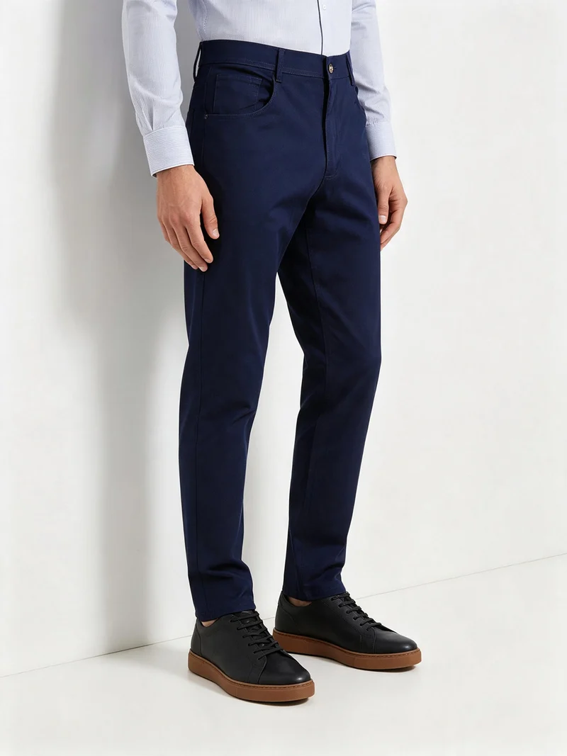 Pantaloni casual da uomo in cotone - bluette