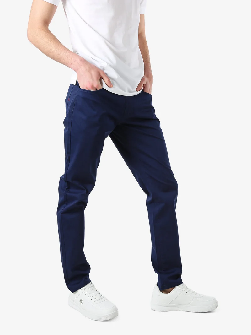 Pantaloni casual da uomo in cotone - bluette