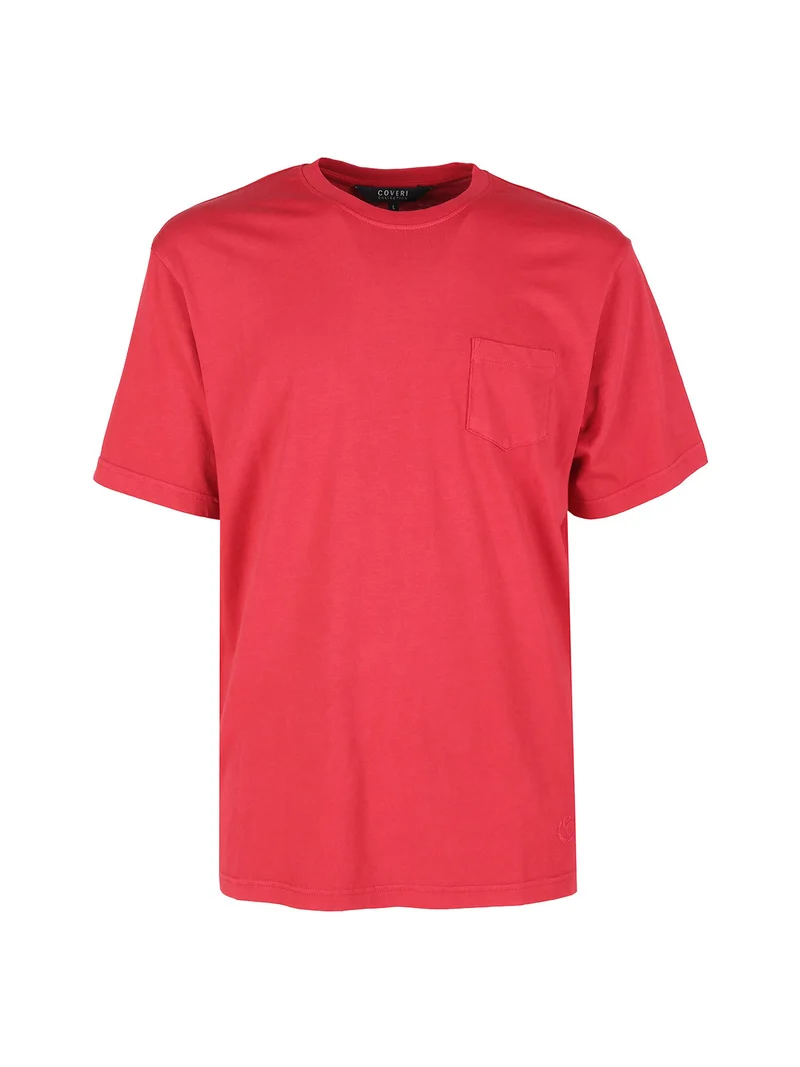 T-shirt uomo in cotone con taschino - rosso