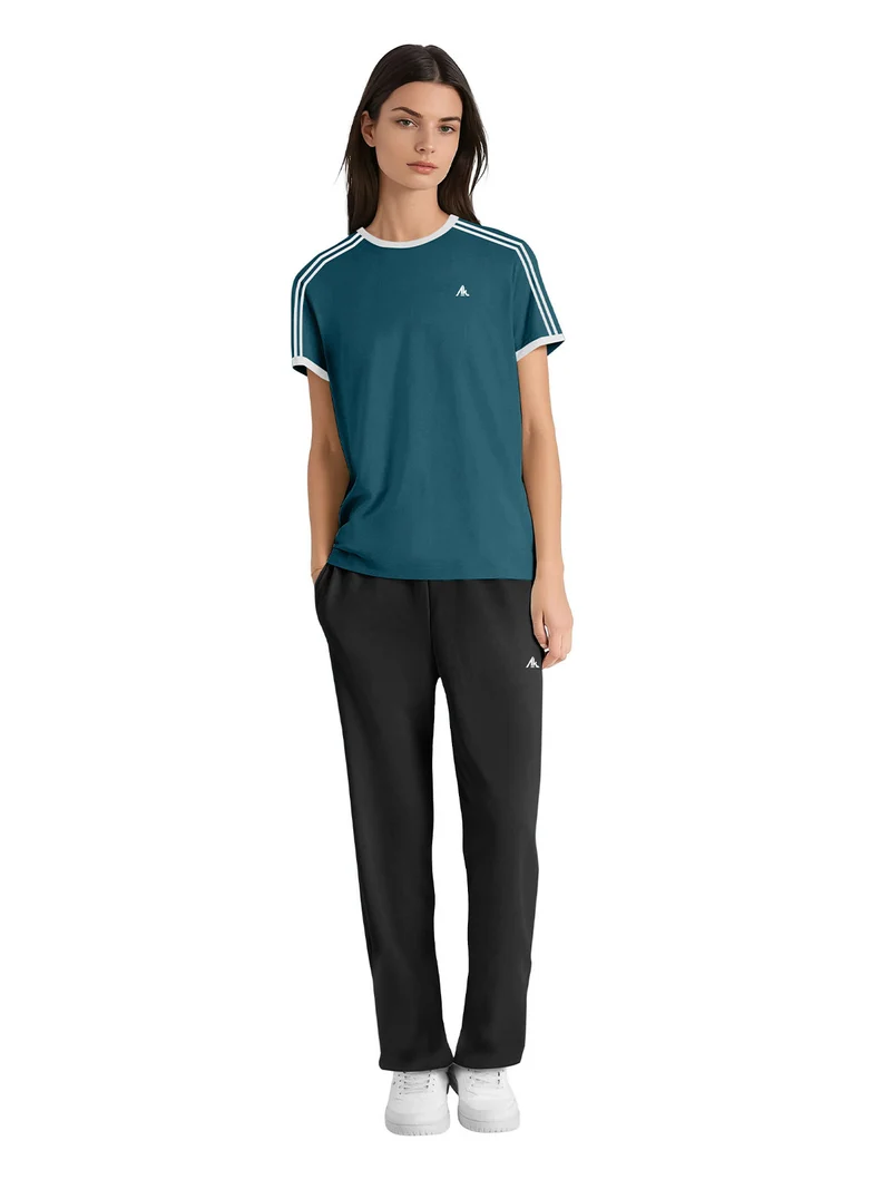 Completo sportivo da donna con t-shirt e pantaloni lunghi - ottanio
