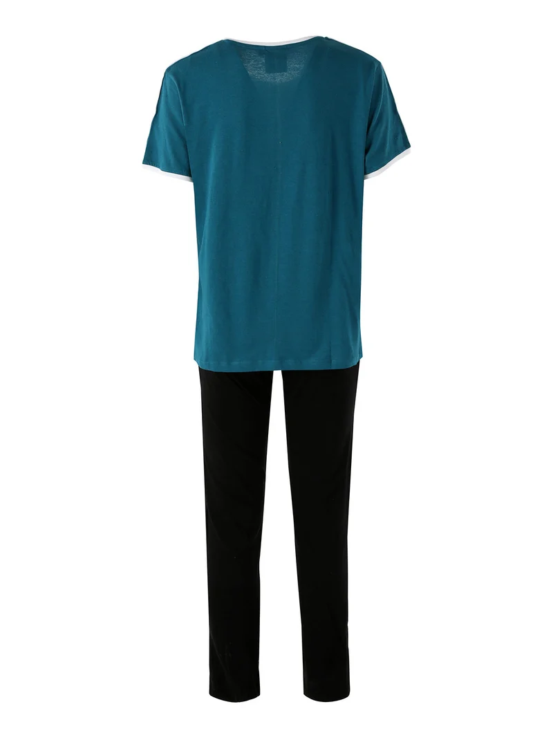Completo sportivo da donna con t-shirt e pantaloni lunghi - ottanio