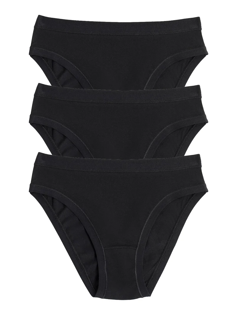 Confezione da 3 slip donna in cotone bielastico - nero