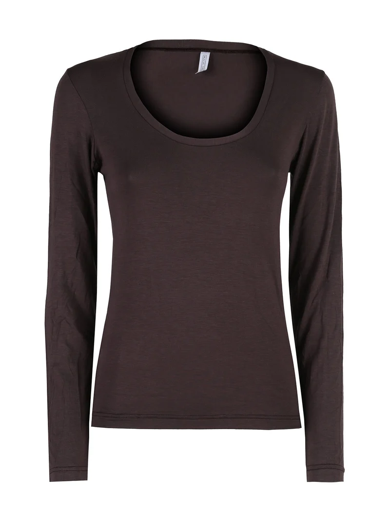 T-shirt donna a maniche lunghe - moro