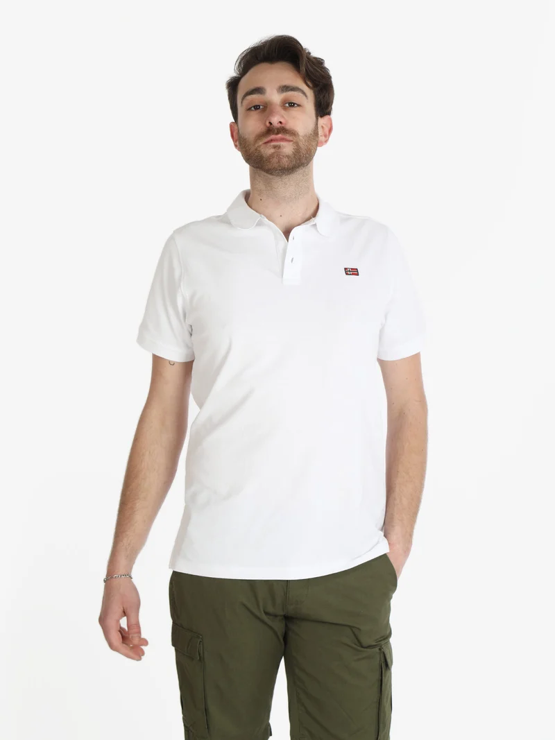 Polo in cotone da uomo a manica corta - bianco