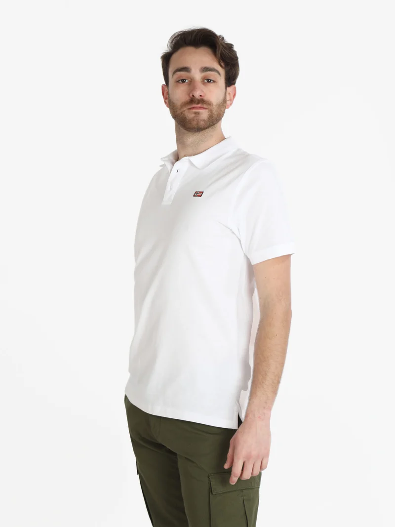 Polo in cotone da uomo a manica corta - bianco