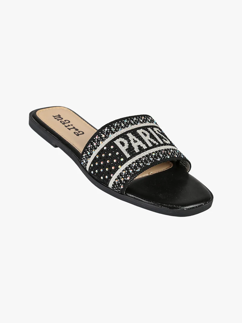 Ciabatte donna con strass - nero