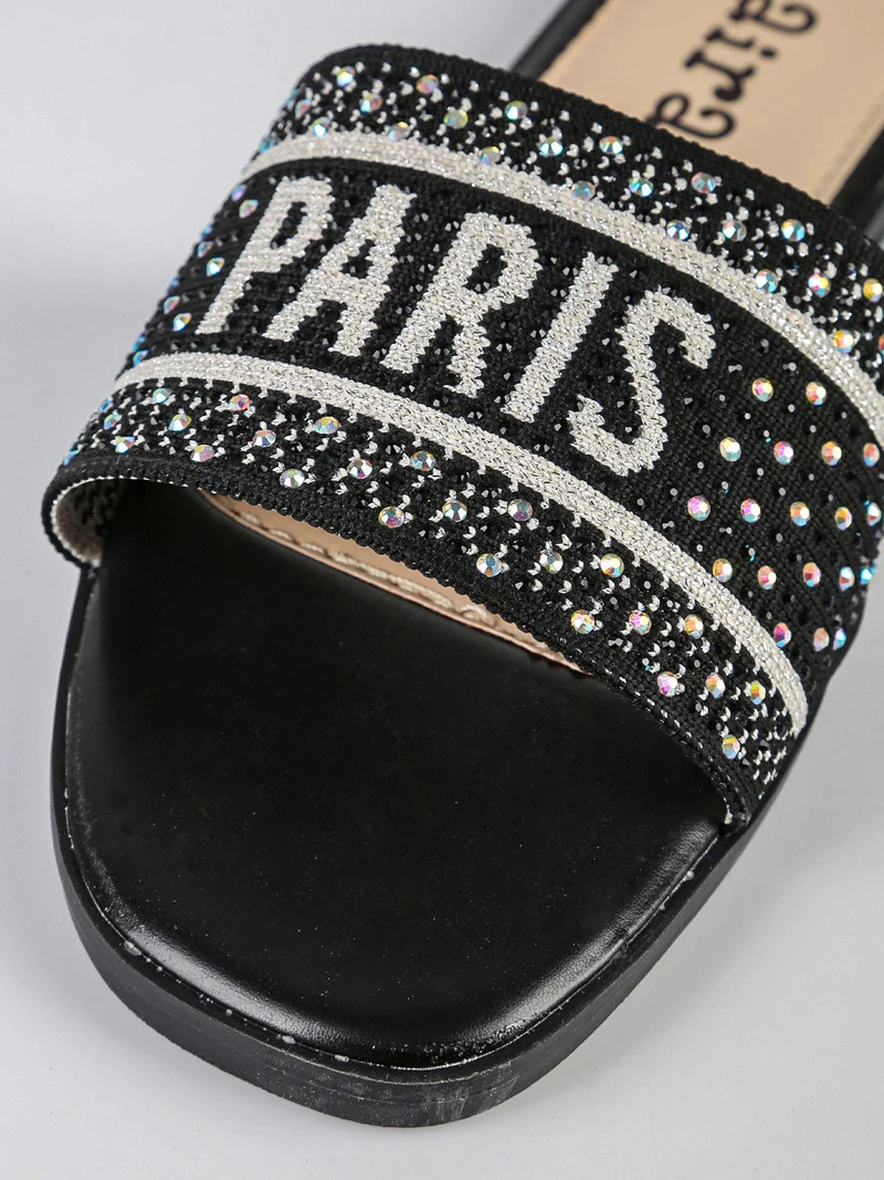 Ciabatte donna con strass - nero