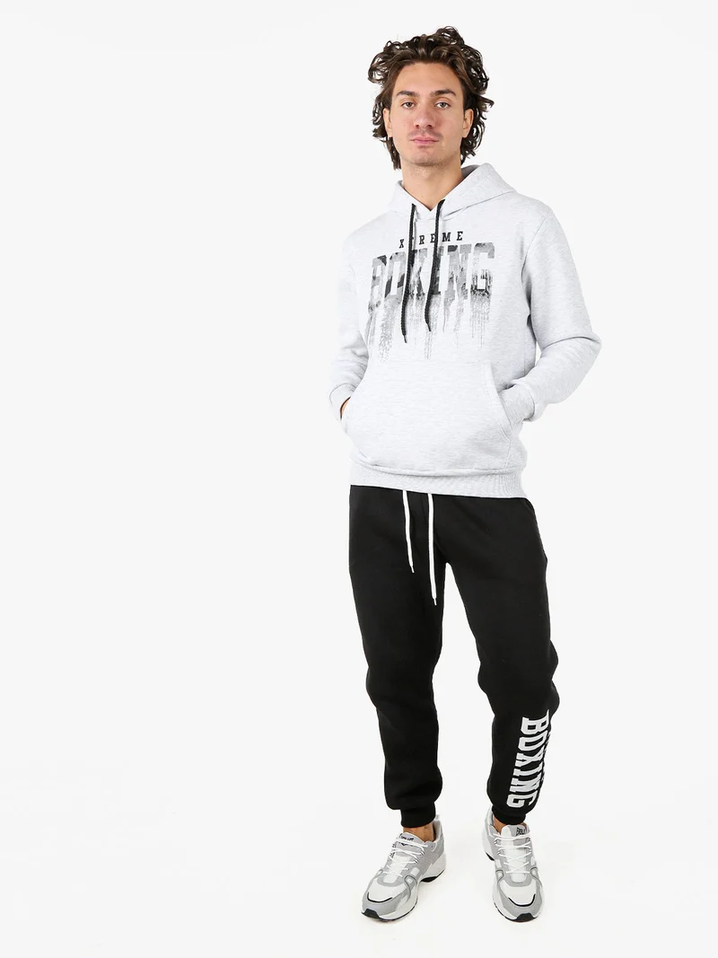 Pantaloni tuta da uomo felpati con logo - nero