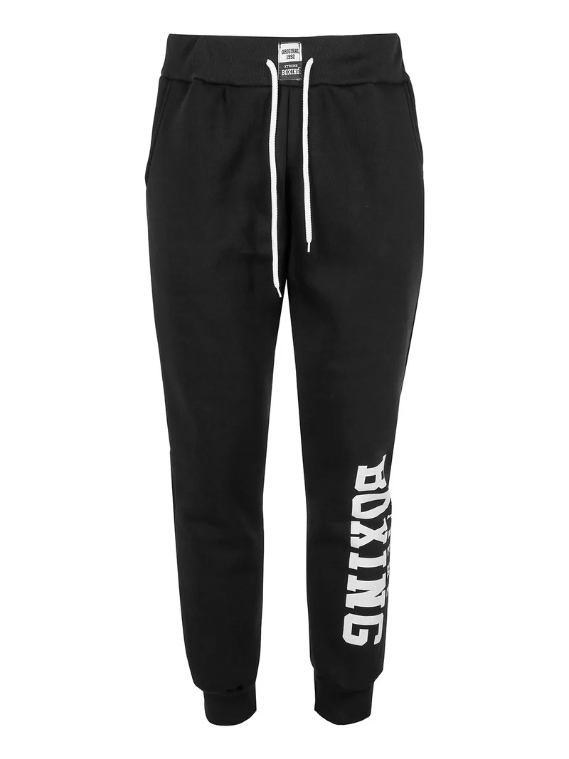 Pantaloni tuta da uomo felpati con logo - nero