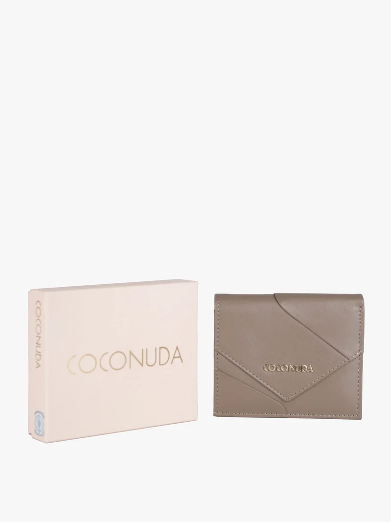 Mini portafoglio in pelle da donna - taupe