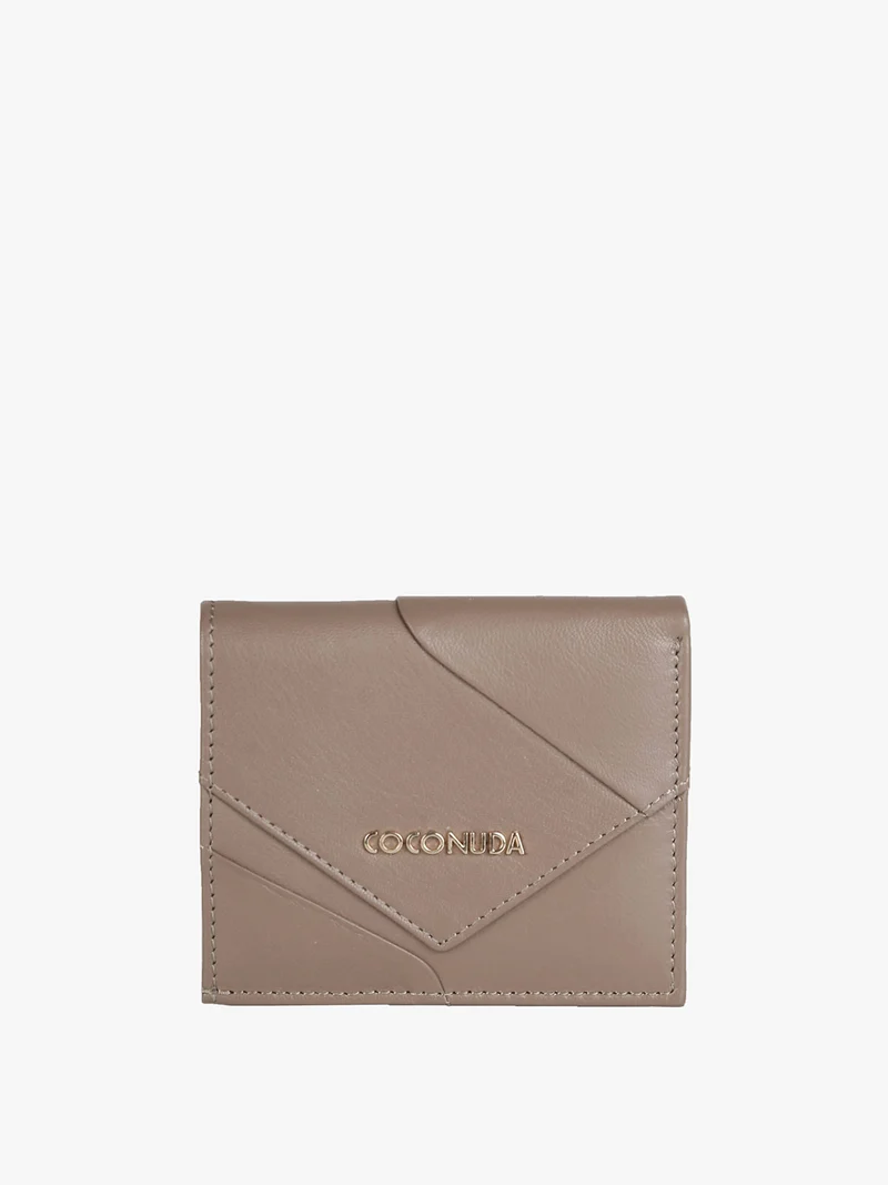 Mini portafoglio in pelle da donna - taupe