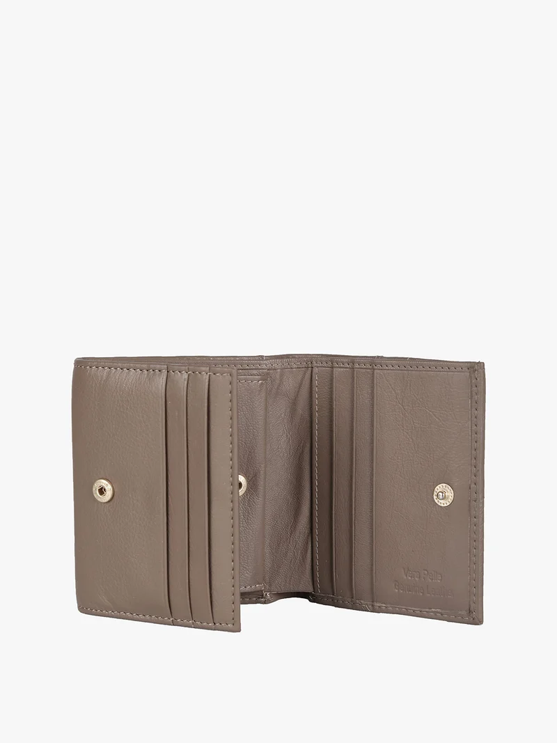 Mini portafoglio in pelle da donna - taupe