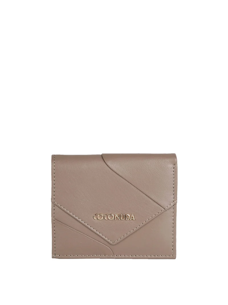 Mini portafoglio in pelle da donna - taupe