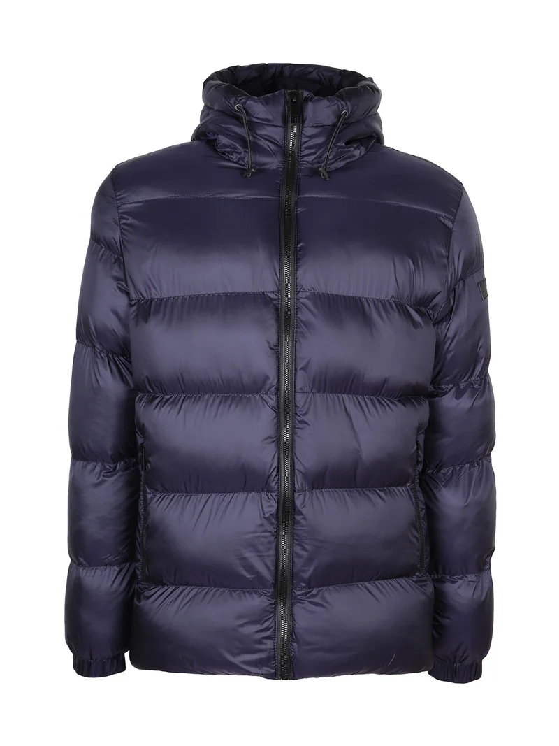 Giubbotto da uomo imbottito con cappuccio e zip - blu scuro