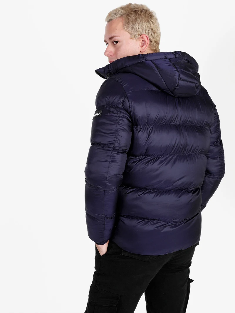 Giubbotto da uomo imbottito con cappuccio e zip - blu scuro