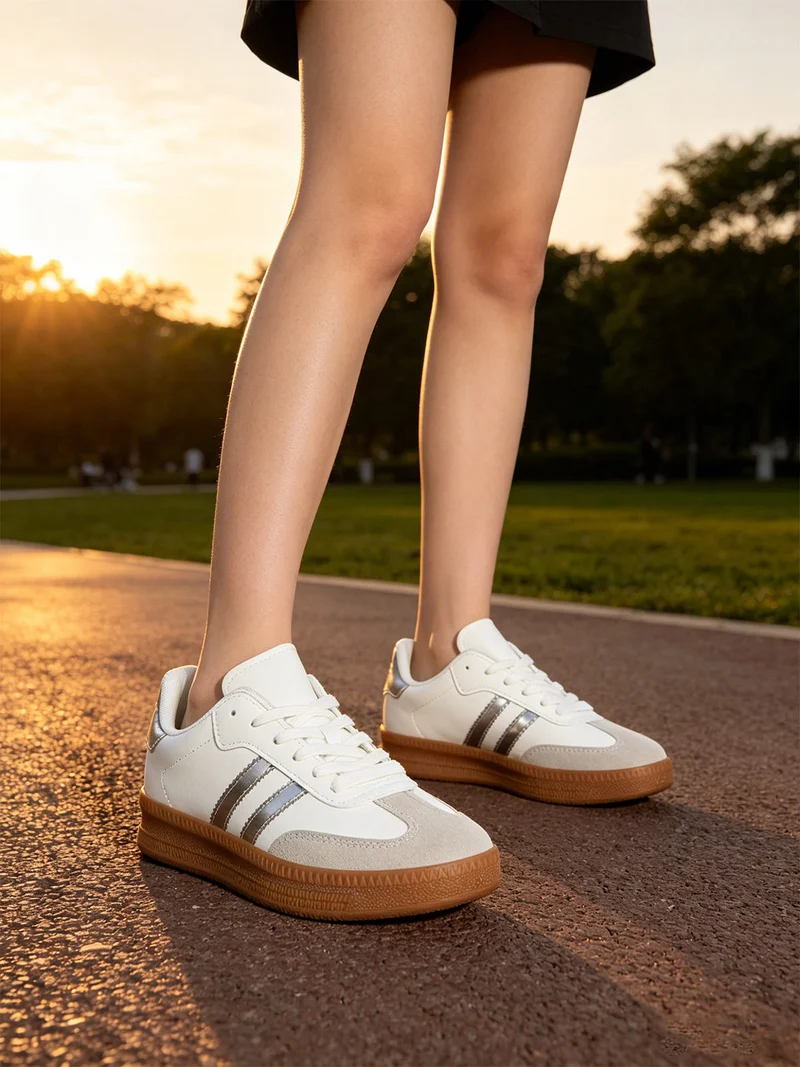 Sneakers donna stringate - argento