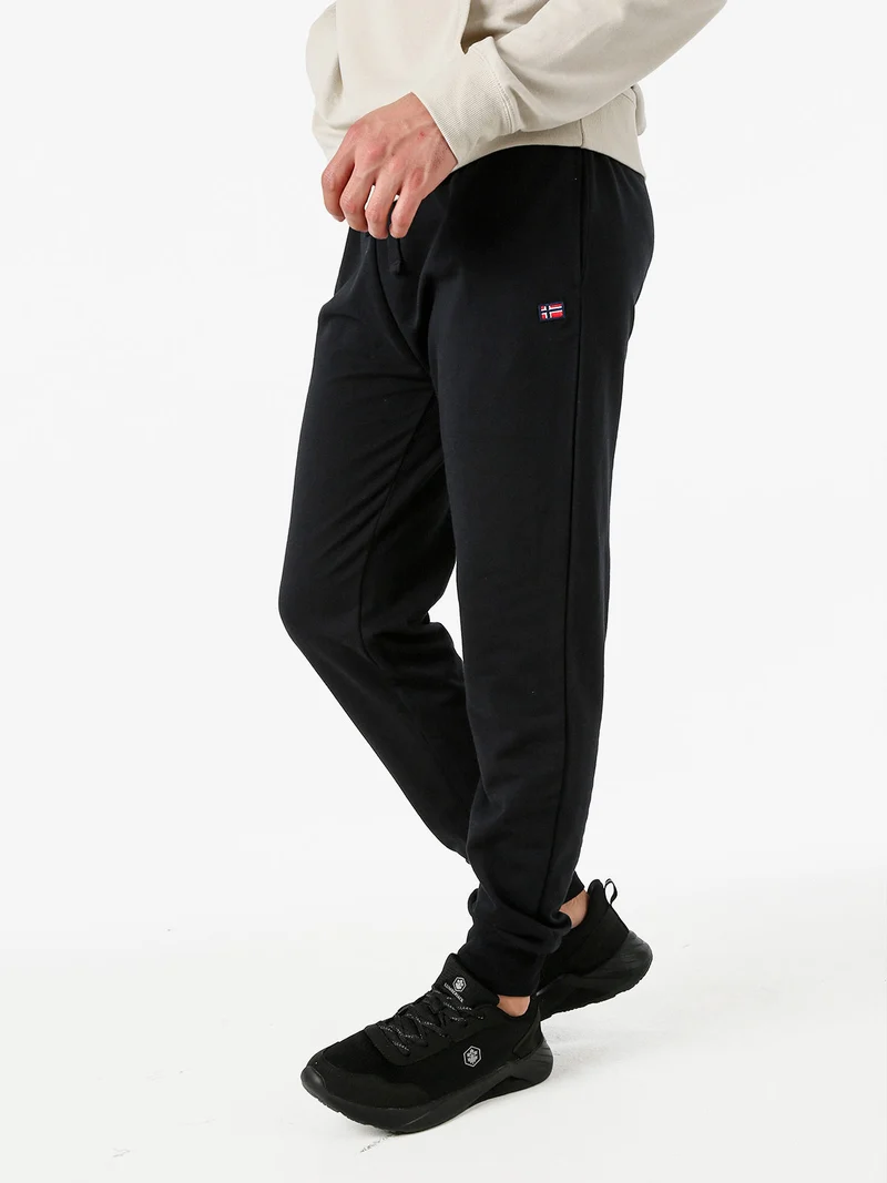 Pantaloni tuta da uomo in cotone con coulisse e polsini - nero