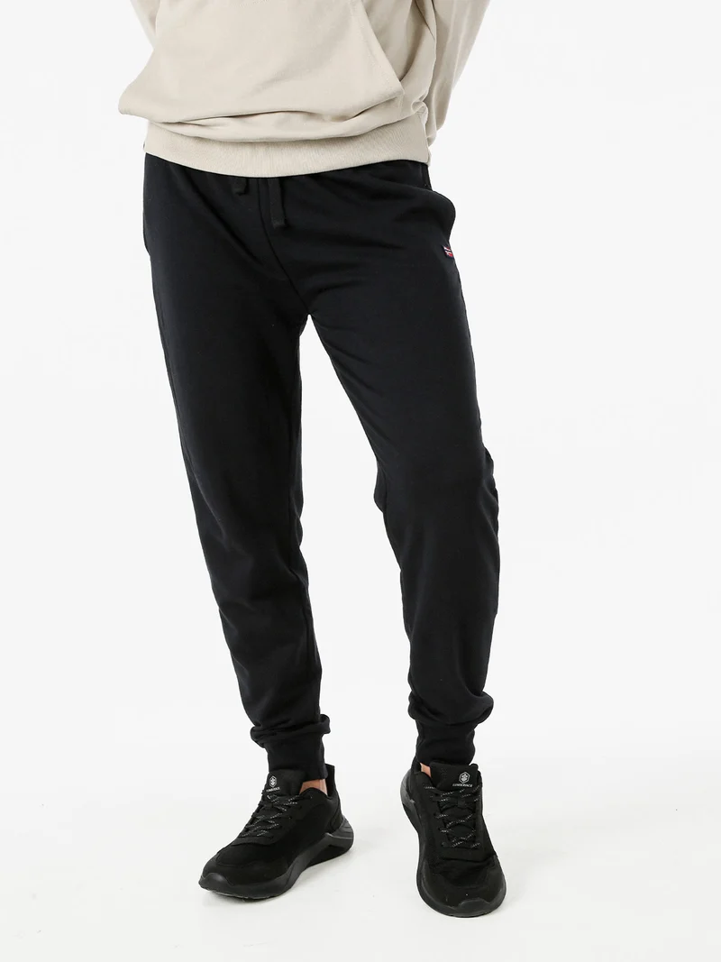Pantaloni tuta da uomo in cotone con coulisse e polsini - nero
