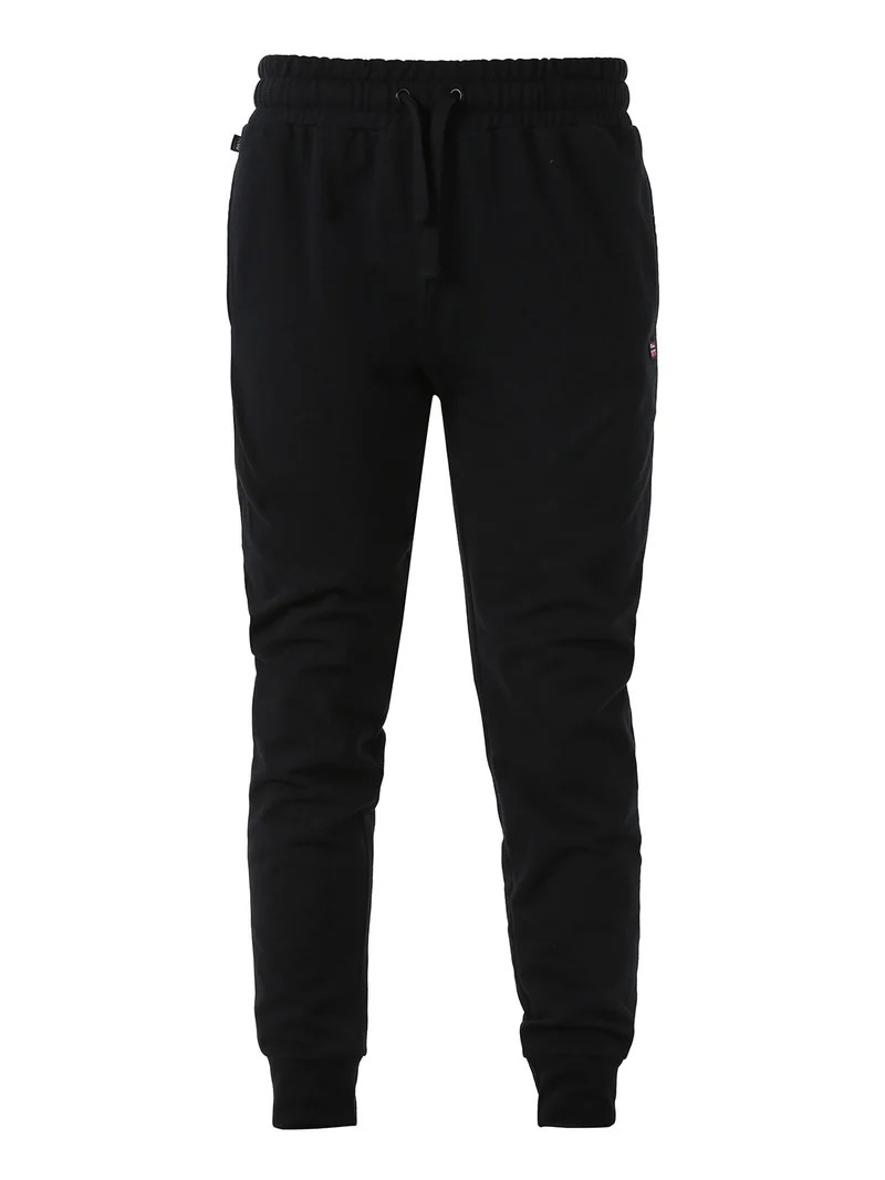 Pantaloni tuta da uomo in cotone con coulisse e polsini - nero