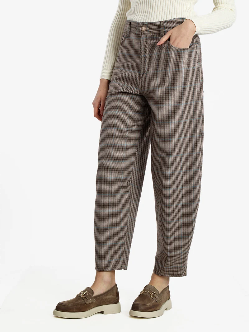 Pantaloni a fantasia da donna gamba larga - blu