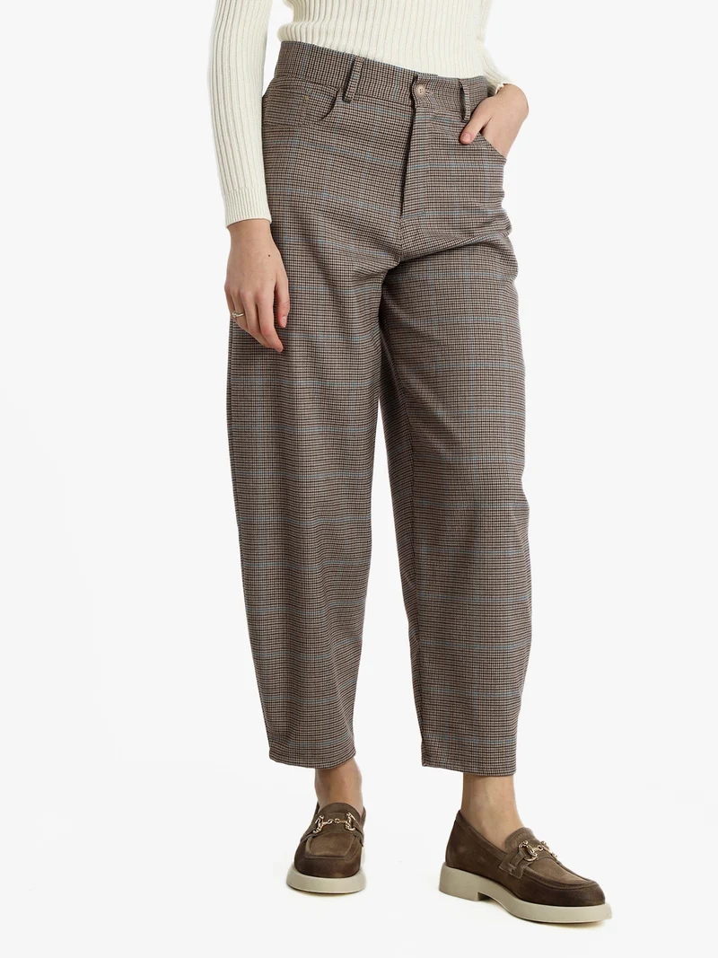 Pantaloni a fantasia da donna gamba larga - blu