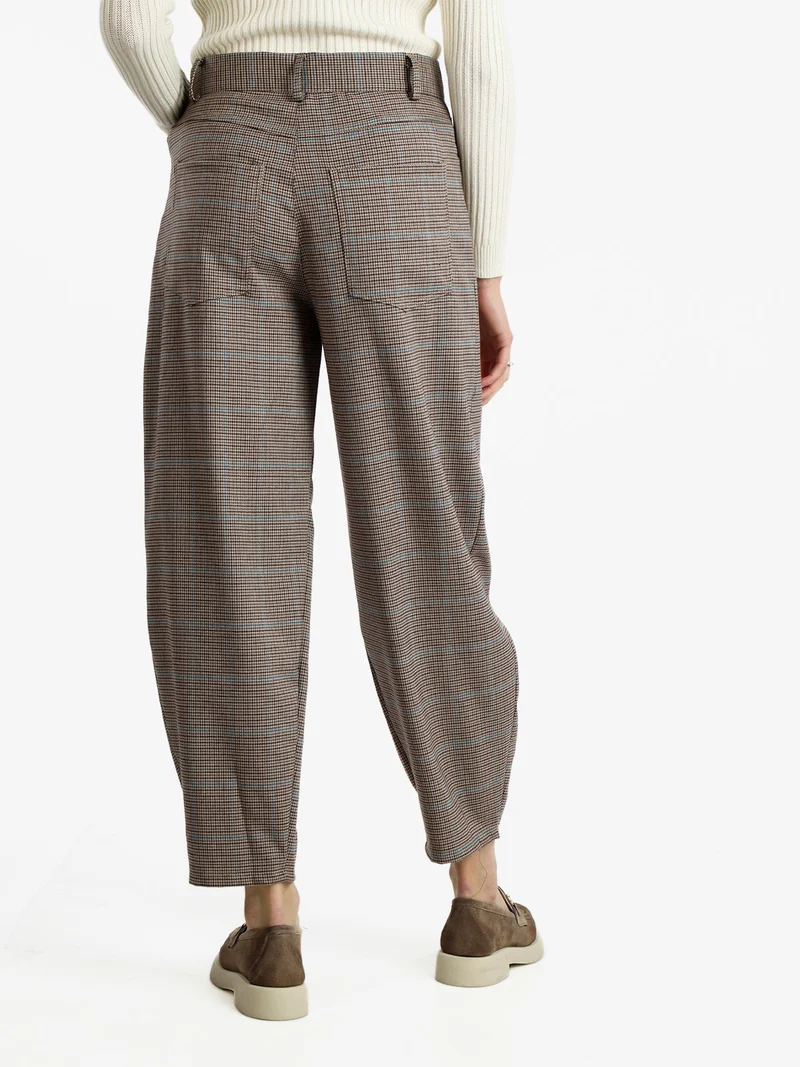 Pantaloni a fantasia da donna gamba larga - blu