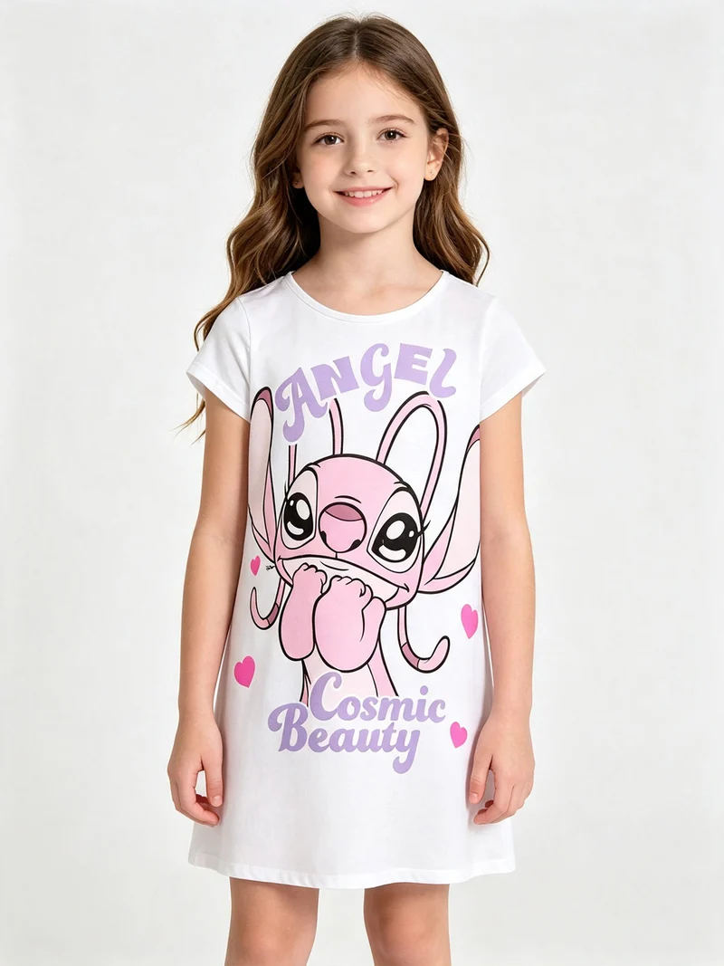 Maxi t-shirt da bambina in cotone con stampa personaggio - rosa