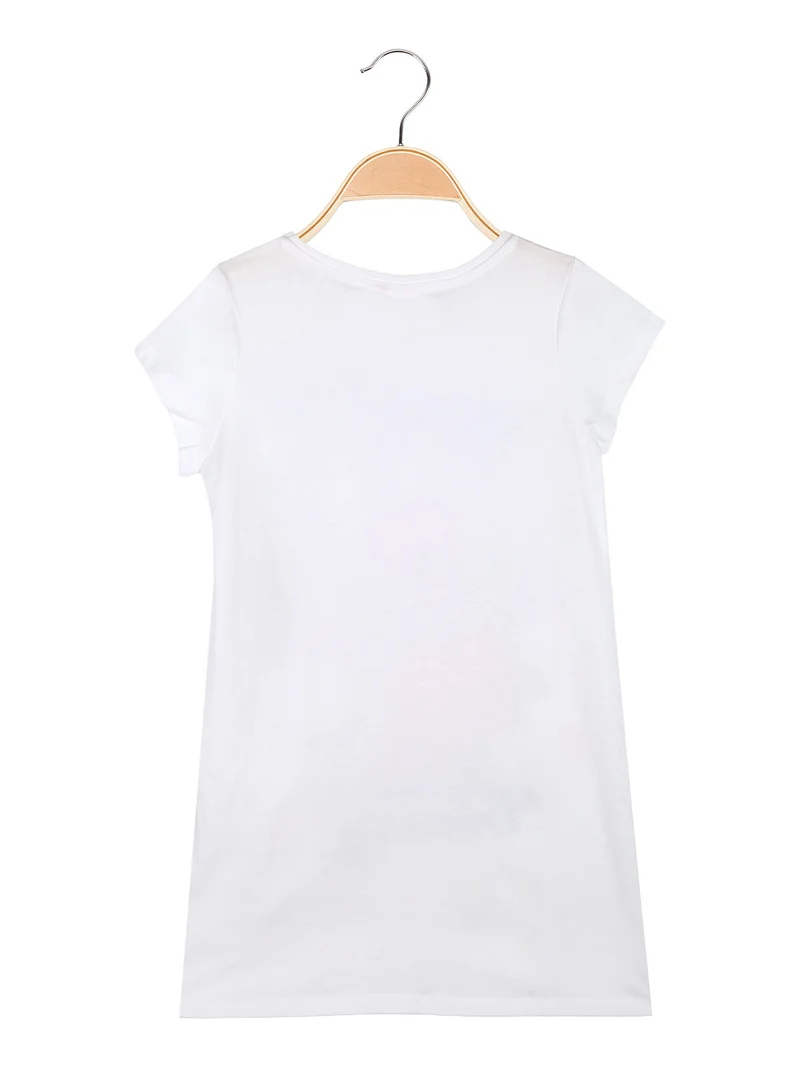 Maxi t-shirt da bambina in cotone con stampa personaggio - rosa