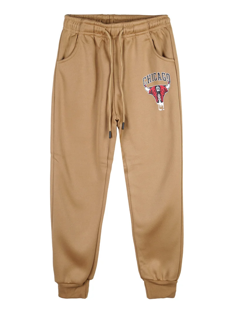 Completo sportivo 2 pezzi da bambino con cappuccio e zip - cammello