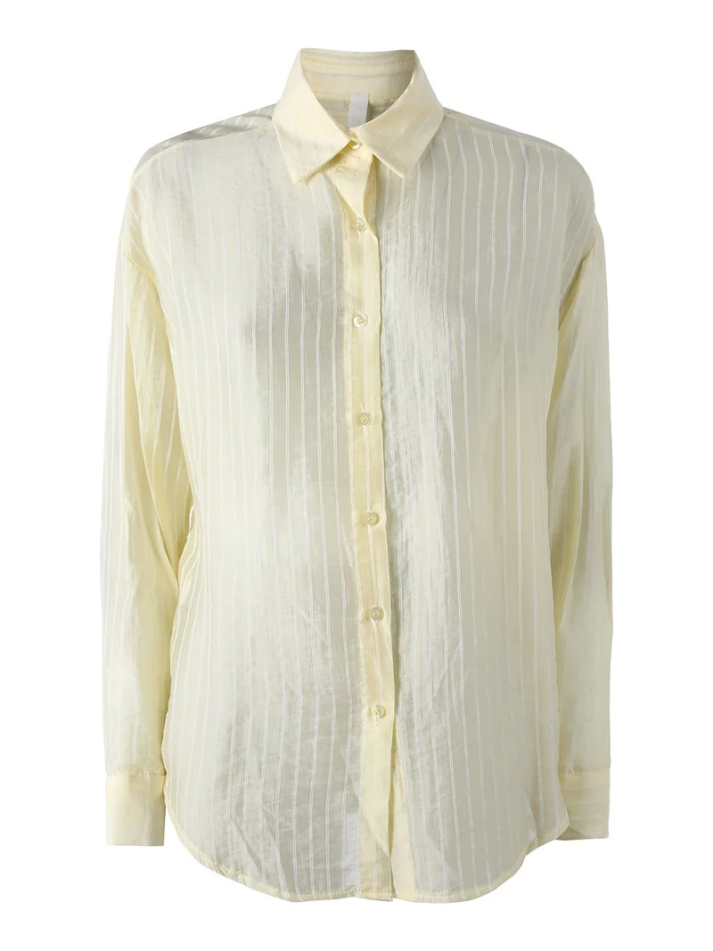 Camicia donna oversize a maniche lunghe - giallo