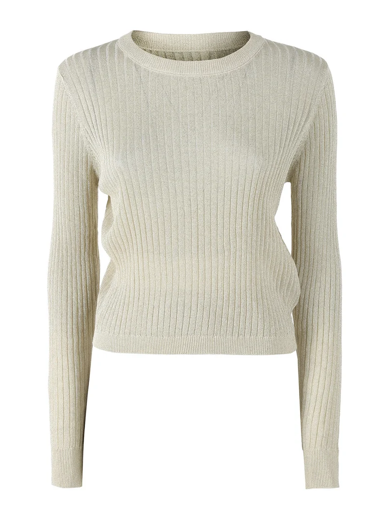 Maglia donna a coste con lurex - beige