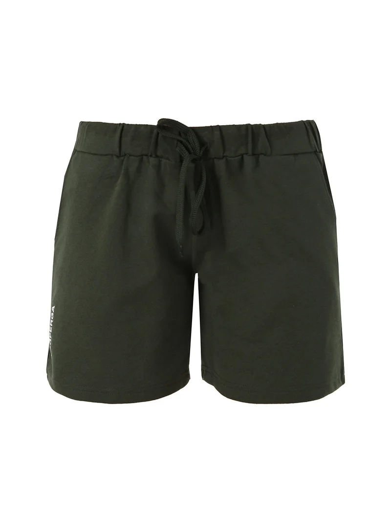 Shorts donna in misto cotone con logo - militare
