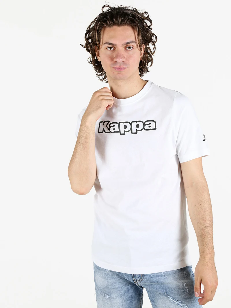 T-shirt da uomo in cotone con stampa scritta - bianco