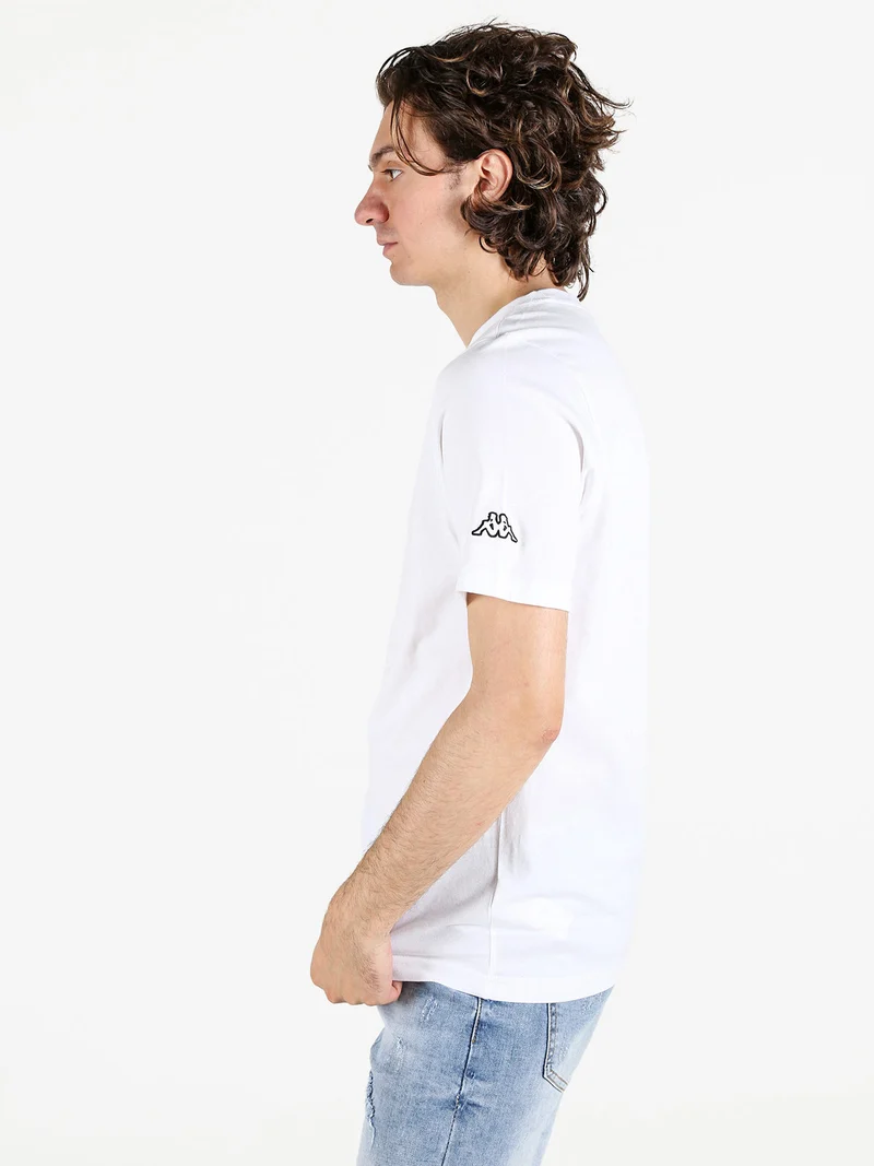 T-shirt da uomo in cotone con stampa scritta - bianco