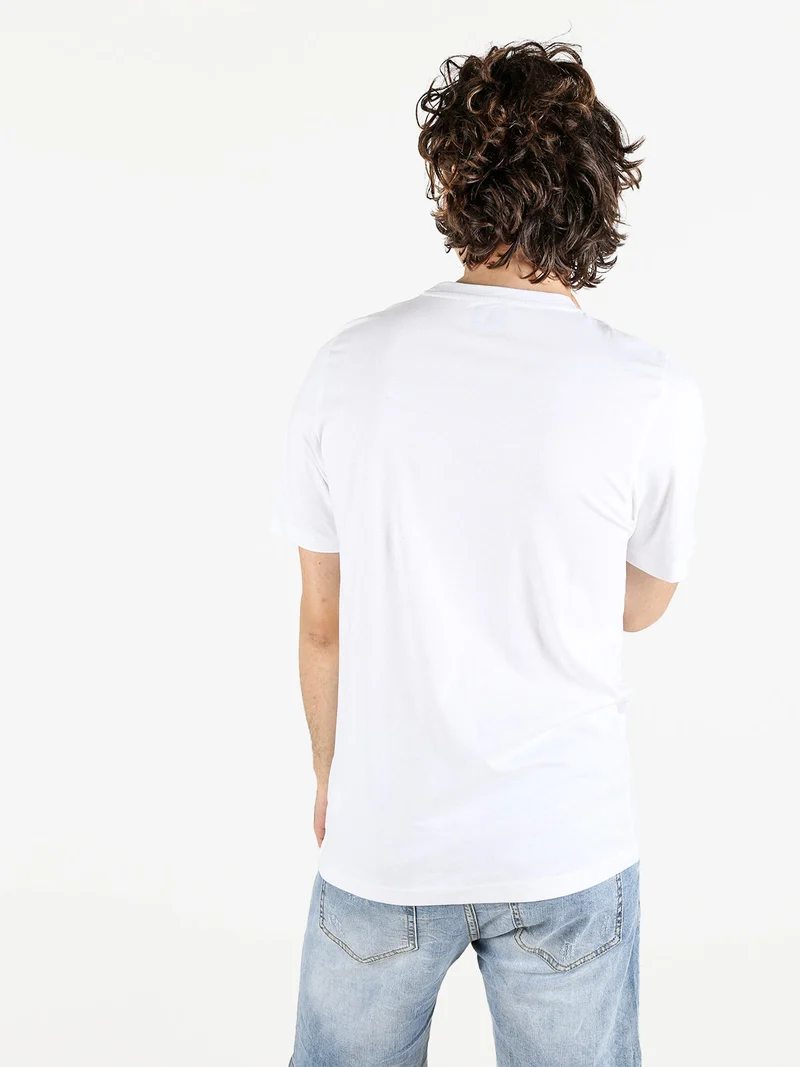 T-shirt da uomo in cotone con stampa scritta - bianco
