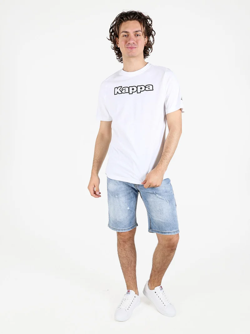 T-shirt da uomo in cotone con stampa scritta - bianco