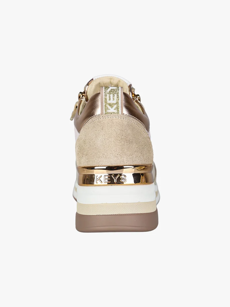 Sneakers donna in pelle con zeppa - beige