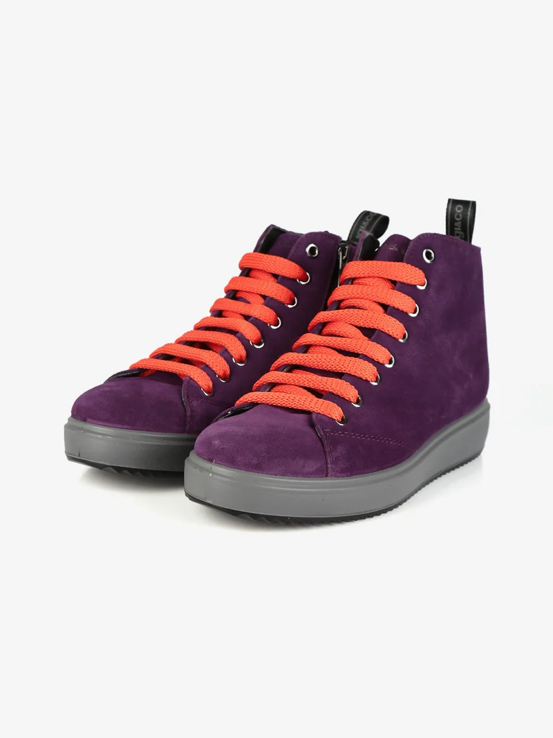 Polacchine stringate da donna in pelle scamosciata - viola