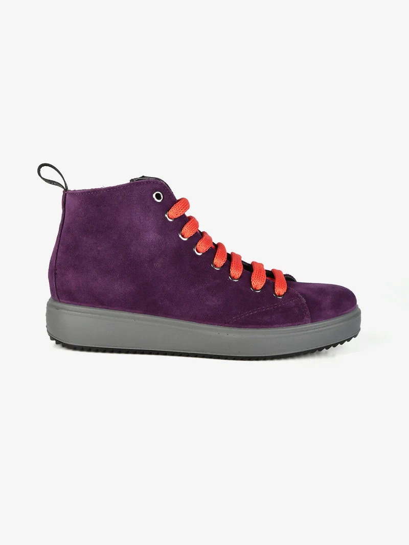 Polacchine stringate da donna in pelle scamosciata - viola