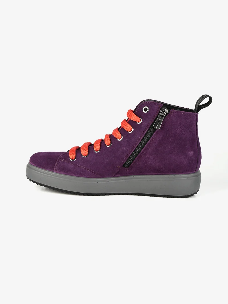 Polacchine stringate da donna in pelle scamosciata - viola