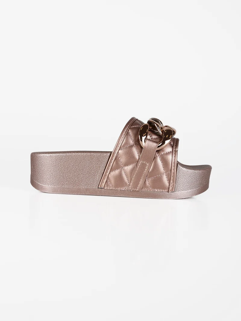 Ciabatte donna con platform e catena - bronzo