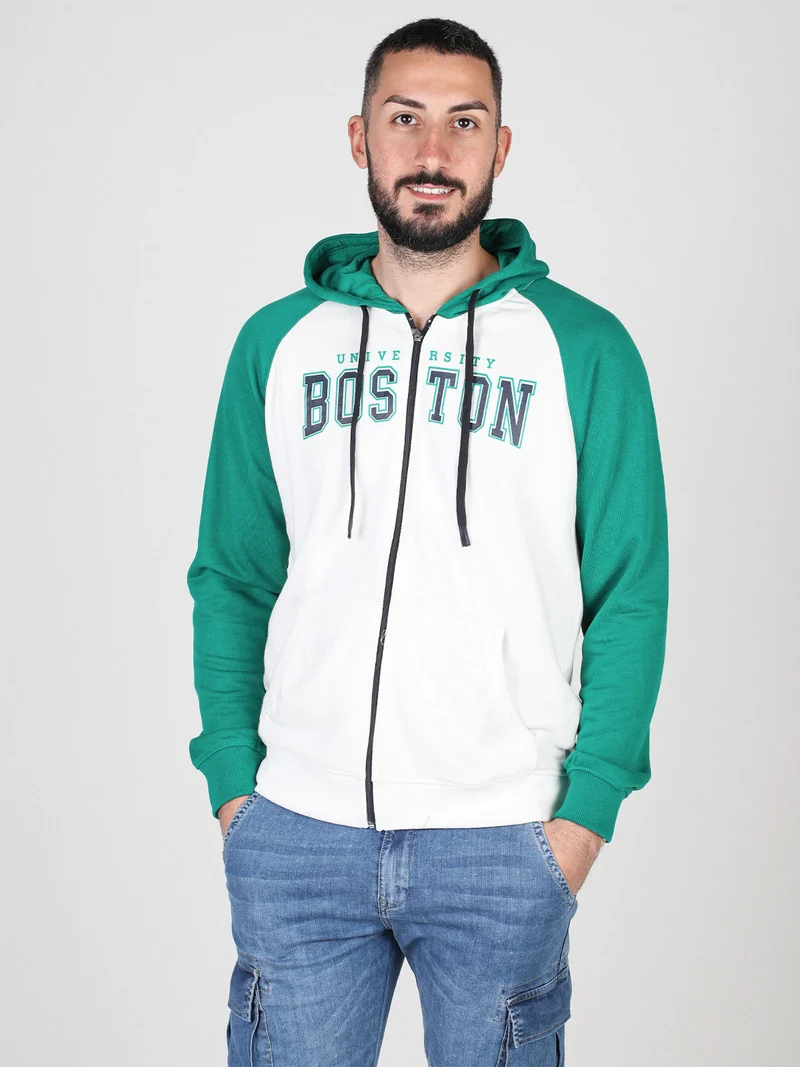 Felpa uomo con cappuccio e zip - verde