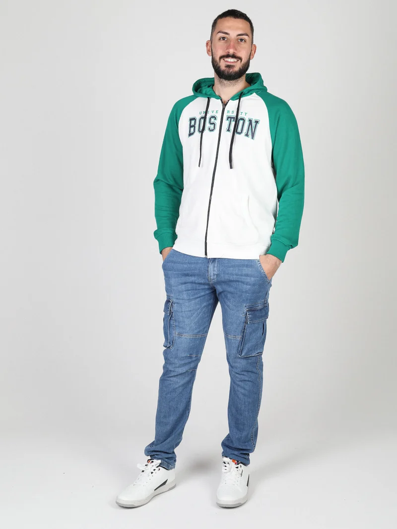 Felpa uomo con cappuccio e zip - verde