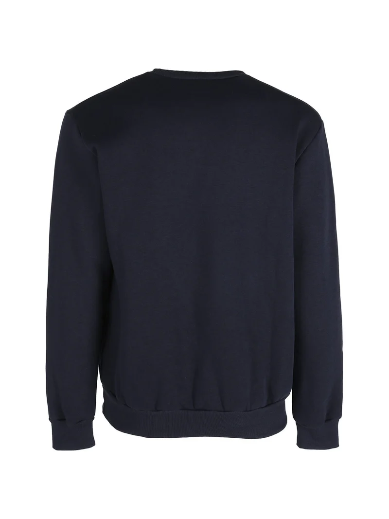Felpa girocollo pesante da uomo - blu scuro