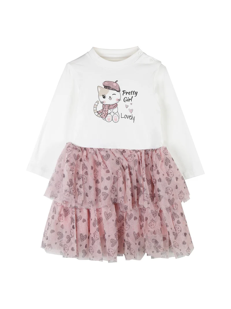 Completo da neonata 2 pezzi con vestito e pelliccia sintetica - rosa