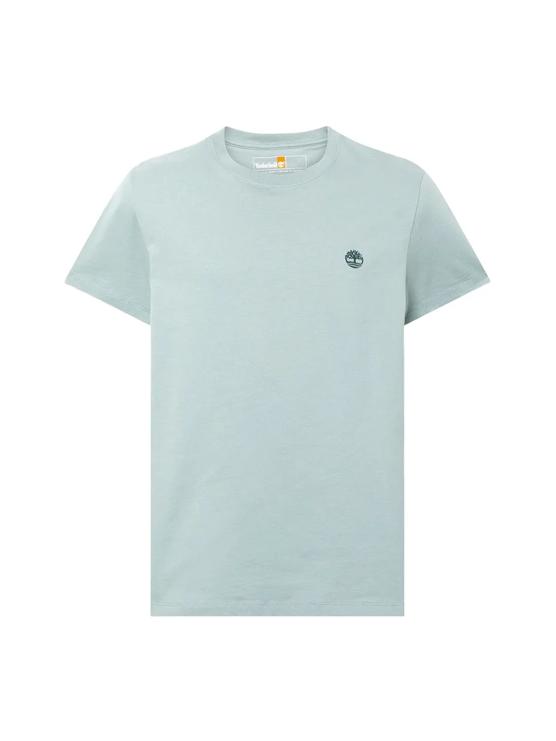 T-shirt girocollo da uomo in cotone con logo - azzurro