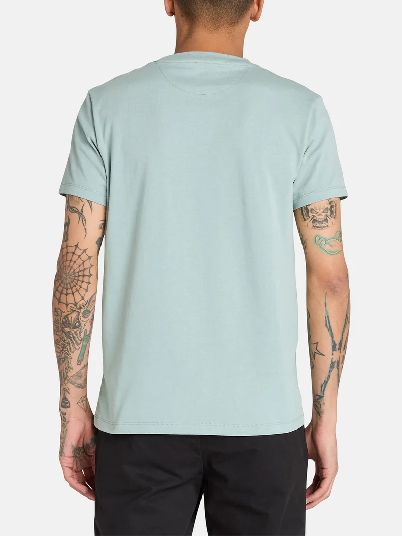 T-shirt girocollo da uomo in cotone con logo - azzurro