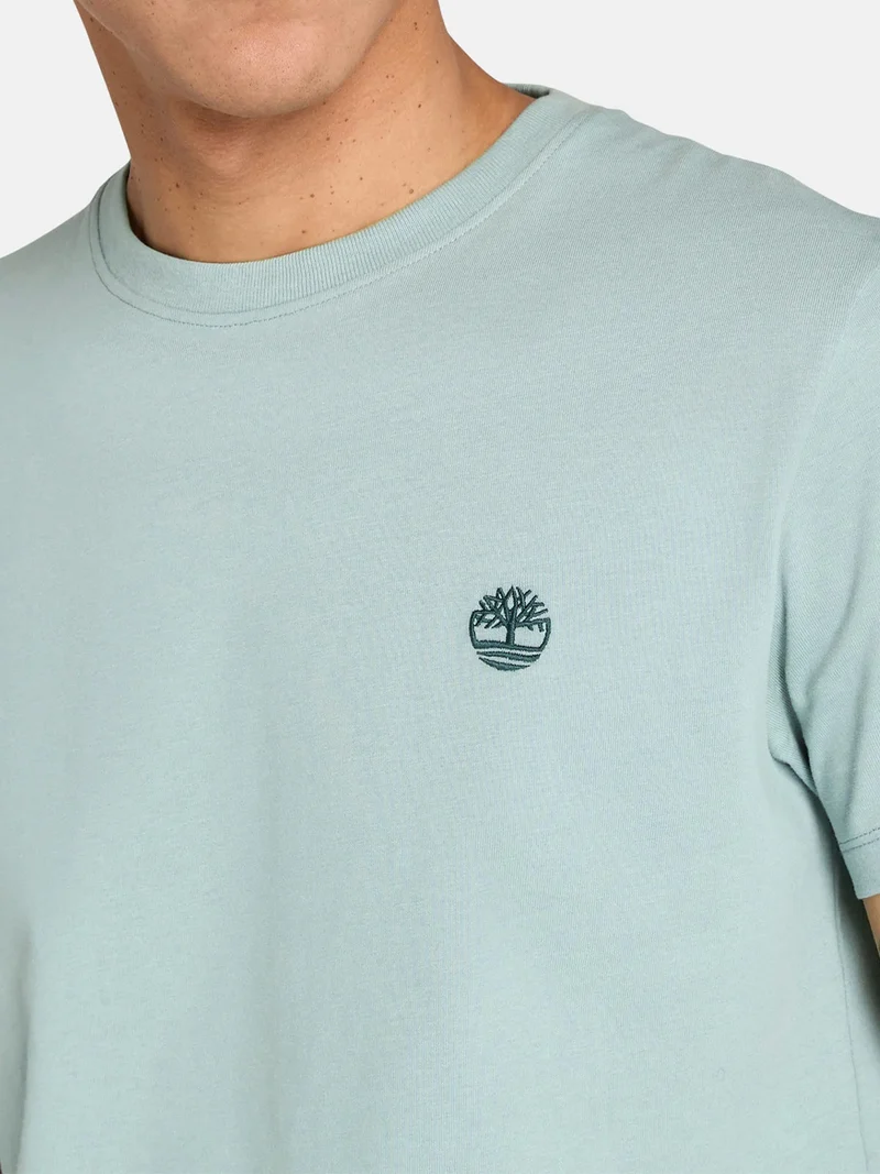 T-shirt girocollo da uomo in cotone con logo - azzurro
