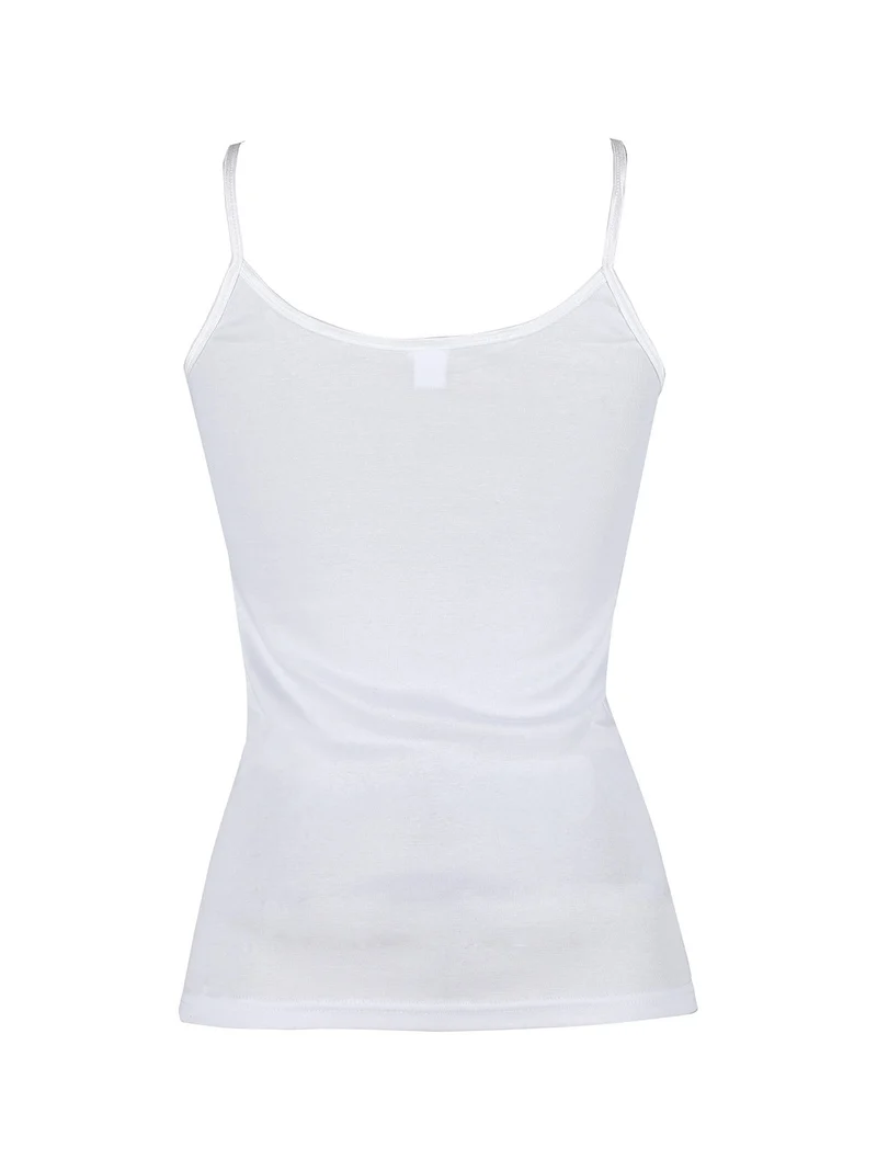 Canotta intima donna in filo di scozia con spalline sottili - bianco
